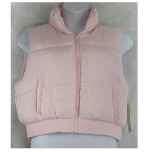 Madden Girl Juniors Zip-Up Puffer Vest, Ballet Light Pink, XL